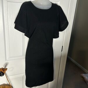 J. Crew Factory Black Flutter Sleeve Swiss Dot Shift Dress